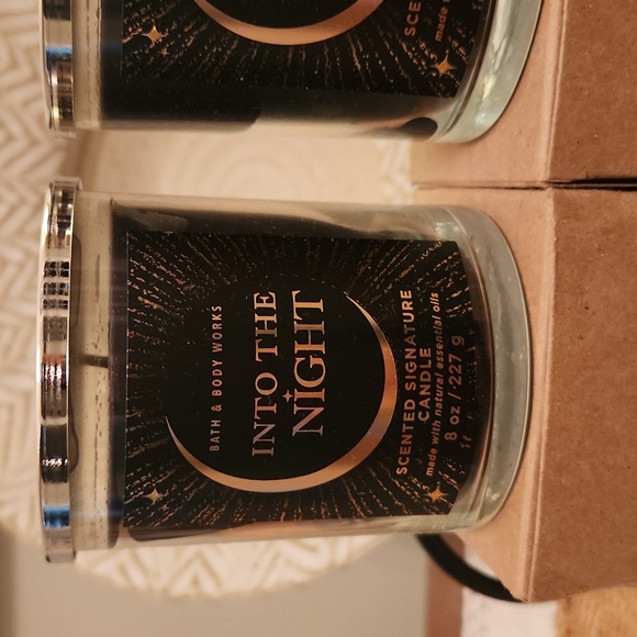 Bath and Body Works "Into The Night" HTF Black Single Wick Candles BUNDLE OF 2 - Picture 2 of 3
